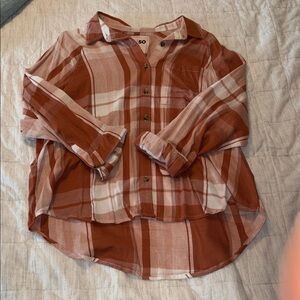 SO Rust and White Plaid Shirt